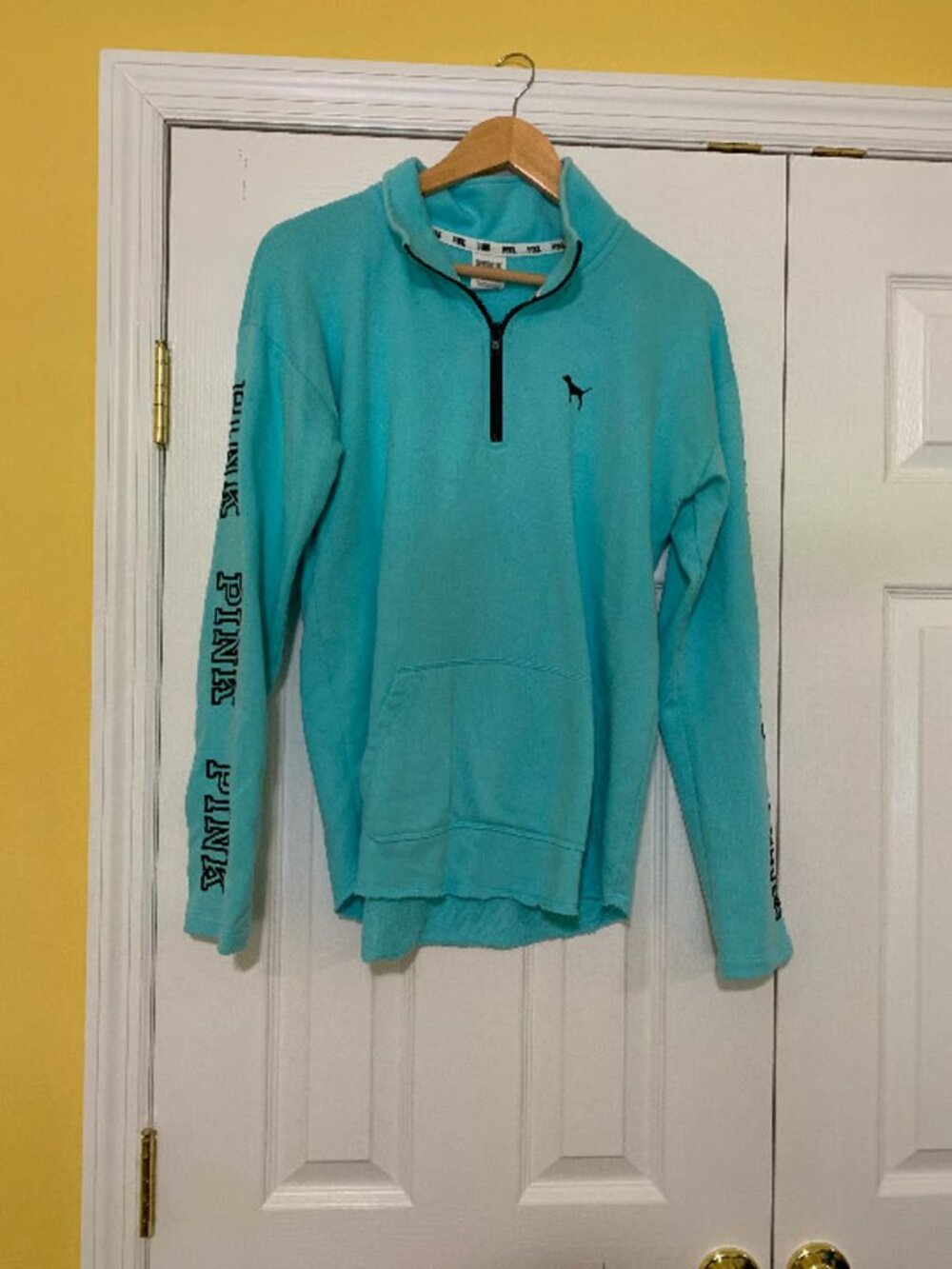 PINK Light Blue 1/4 Zip- Size Medium
